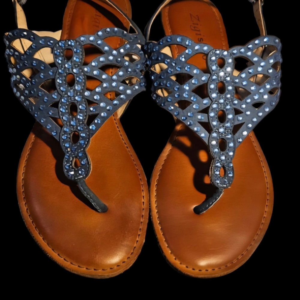 Zigi Soho Blue Rhinestone Embellished Sandals Size 8 - Picture 3 of 8